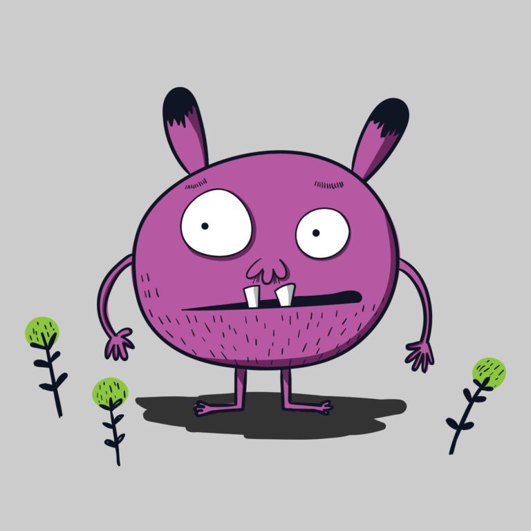 Cartoon of a purple monster